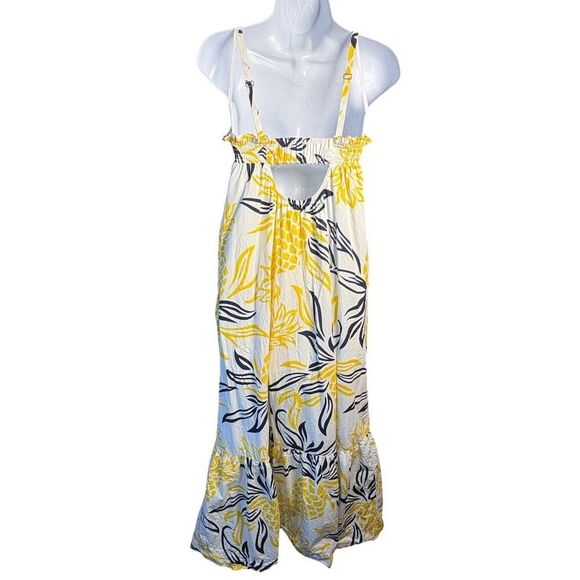 Anthropologie Flounce Pineapple Print Maxi Dress Size Small Yellow Black - Picture 4 of 10